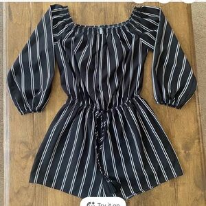 Soprano Black and White Striped Romper